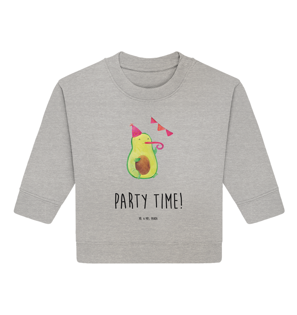 Organic Baby Pullover Avocado Party Zeit Wunderschöner Baby Pullover /Sweatshirt von Mr. & Mrs. Panda <br /><br />Material: <br />- 85 % Baumwolle (Bio-Qualität, ringgesponnen, gekämmt)<br />- 15 % Polyester (recycelt)</li><li>Grammatur: 280 g/m²<br />- Schnitt: normale Passform</li><li>Eingesetzte Ärmel<br />- Knopfleiste mit 1 gleichfarbigen Druckknopf und 1 verdeckten Druckknopf an Schulter für einfacheres Anziehen, Avocado, Veggie, Vegan, Gesund