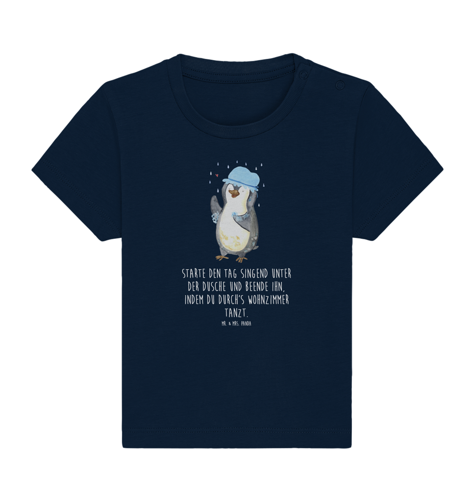 Organic Baby Shirt Pinguin duscht Baby T-Shirt, Jungen Baby T-Shirt, Mädchen Baby T-Shirt, Shirt, Pinguin, Pinguine, Dusche, duschen, Lebensmotto, Motivation, Neustart, Neuanfang, glücklich sein