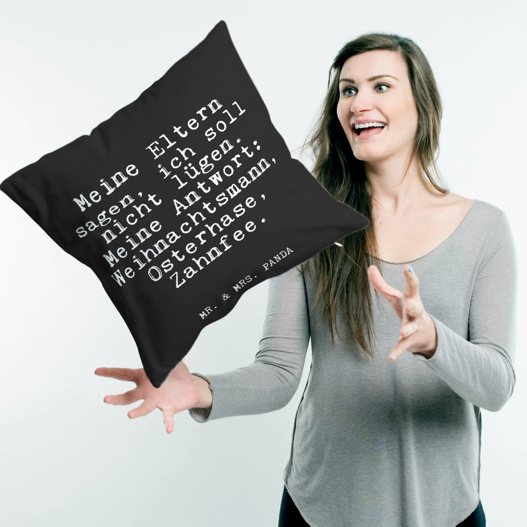 Cushion Meine Eltern sagen, ich... pad, Pillow, 40 x 40, couch, fluffy, settee, sofa, pillow case, bedroom, 40x40, bed, soft, cushion, pillows, saying, sayings, funny, wisdom, quotes, Glizzer Spell Proverbs Wisdom Quotes Funny Wisdom Words