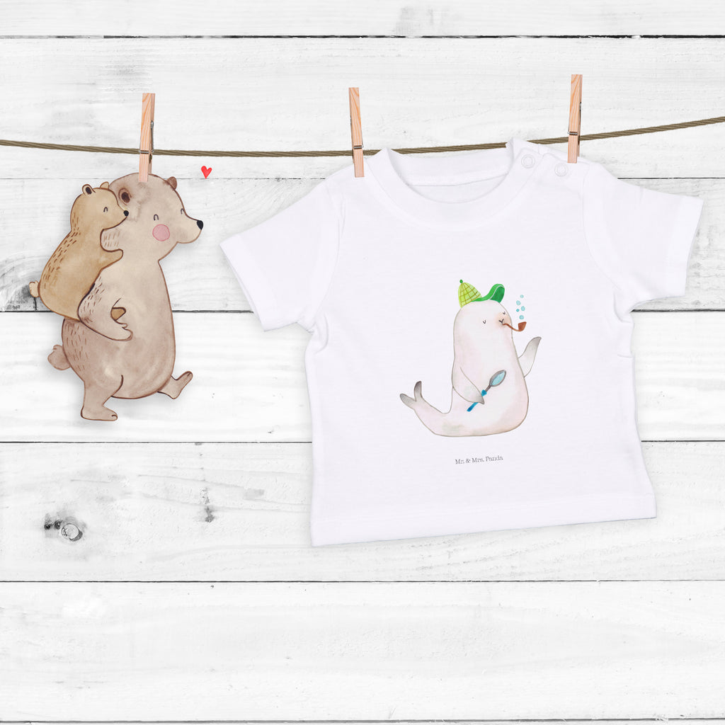 Organic Baby Shirt Robbe Sherlock Baby T-Shirt, Jungen Baby T-Shirt, Mädchen Baby T-Shirt, Shirt, Tiermotive, Gute Laune, lustige Sprüche, Tiere
