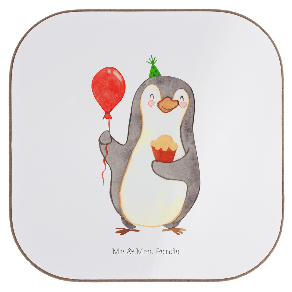 Quadratische Untersetzer Pinguin Geburtstag Bierdeckel, Glasuntersetzer, Untersetzer Gläser, Getränkeuntersetzer, Geburtstag, Geburtstagsgeschenk, Geschenk, Party, Feiern, Geschenke, Torte, Kuchen