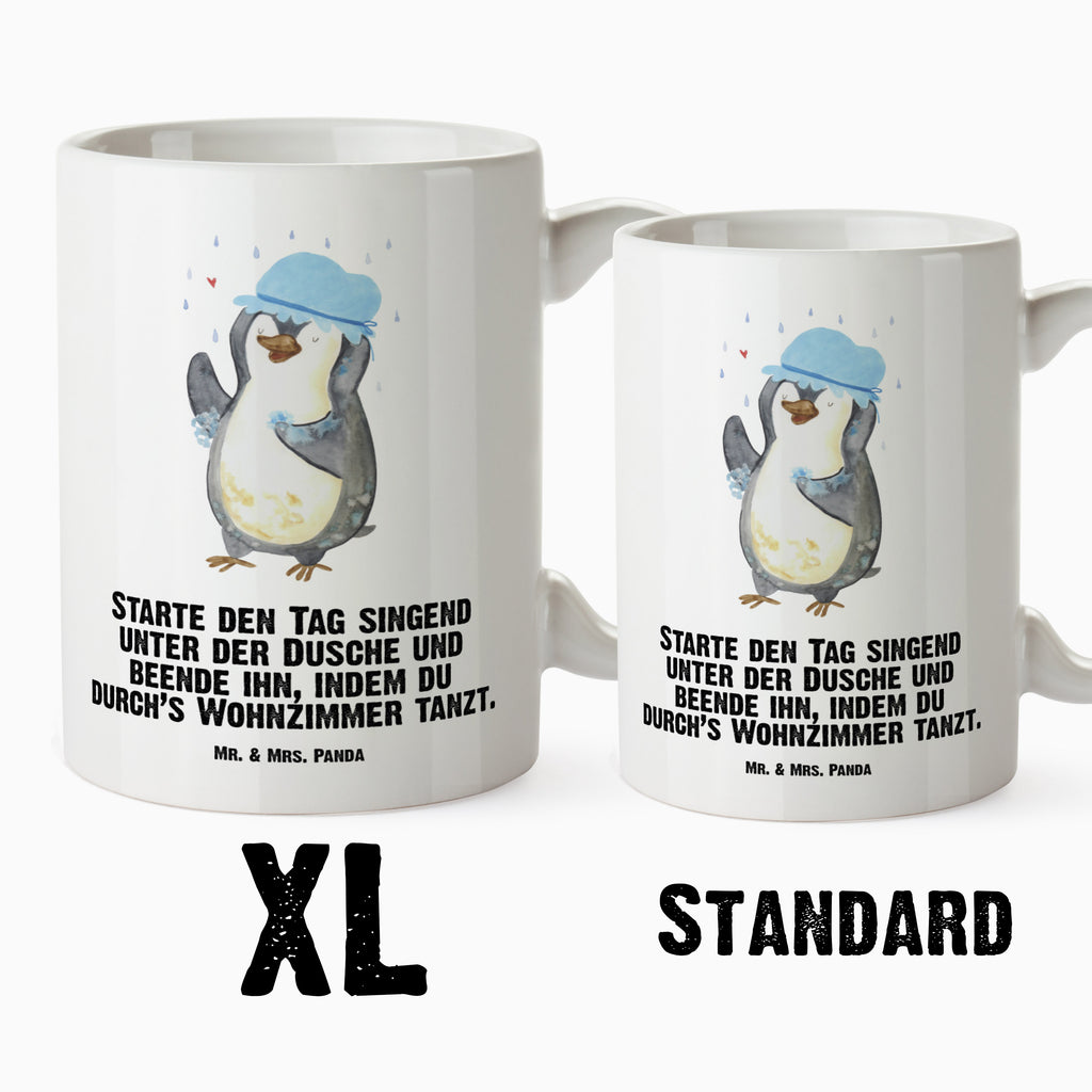 XL Tasse Pinguin duscht XL Tasse, Große Tasse, Grosse Kaffeetasse, XL Becher, XL Teetasse, spülmaschinenfest, Jumbo Tasse, Groß, Pinguin, Pinguine, Dusche, duschen, Lebensmotto, Motivation, Neustart, Neuanfang, glücklich sein