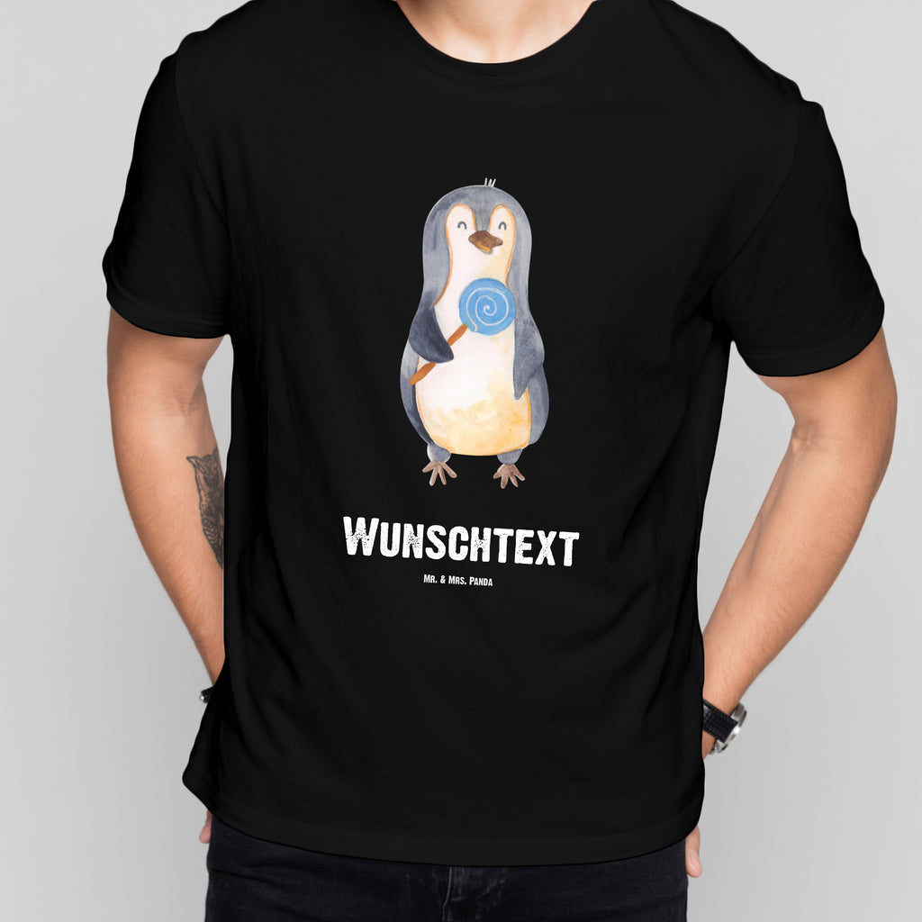 Personalisiertes T-Shirt Pinguin Lolli T-Shirt Personalisiert, T-Shirt mit Namen, T-Shirt mit Aufruck, Männer, Frauen, Wunschtext, Bedrucken, Pinguin, Pinguine, Lolli, Süßigkeiten, Blödsinn, Spruch, Rebell, Gauner, Ganove, Rabauke