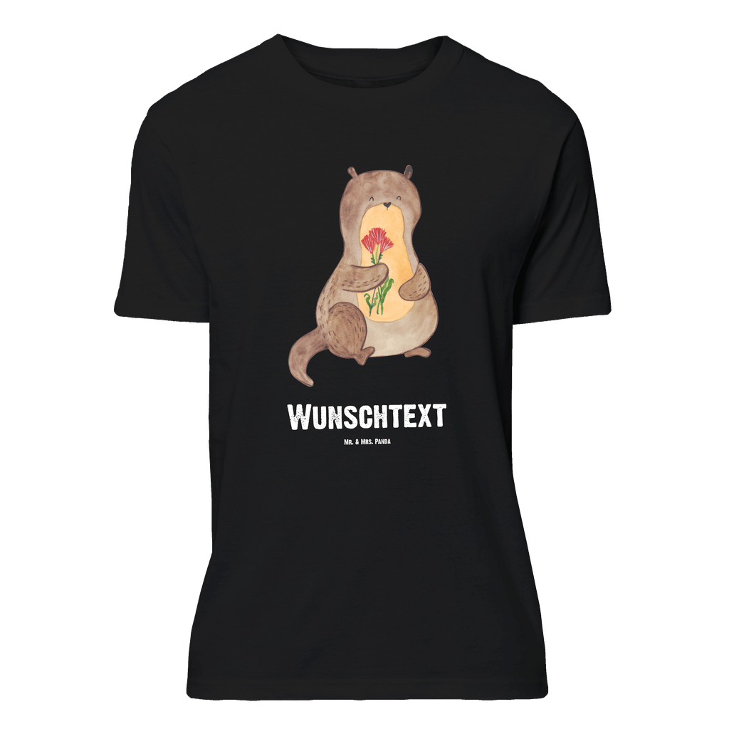 Personalisiertes T-Shirt Otter Blumenstrauß T-Shirt Personalisiert, T-Shirt mit Namen, T-Shirt mit Aufruck, Männer, Frauen, Wunschtext, Bedrucken, Otter, Fischotter, Seeotter, Otter Seeotter See Otter