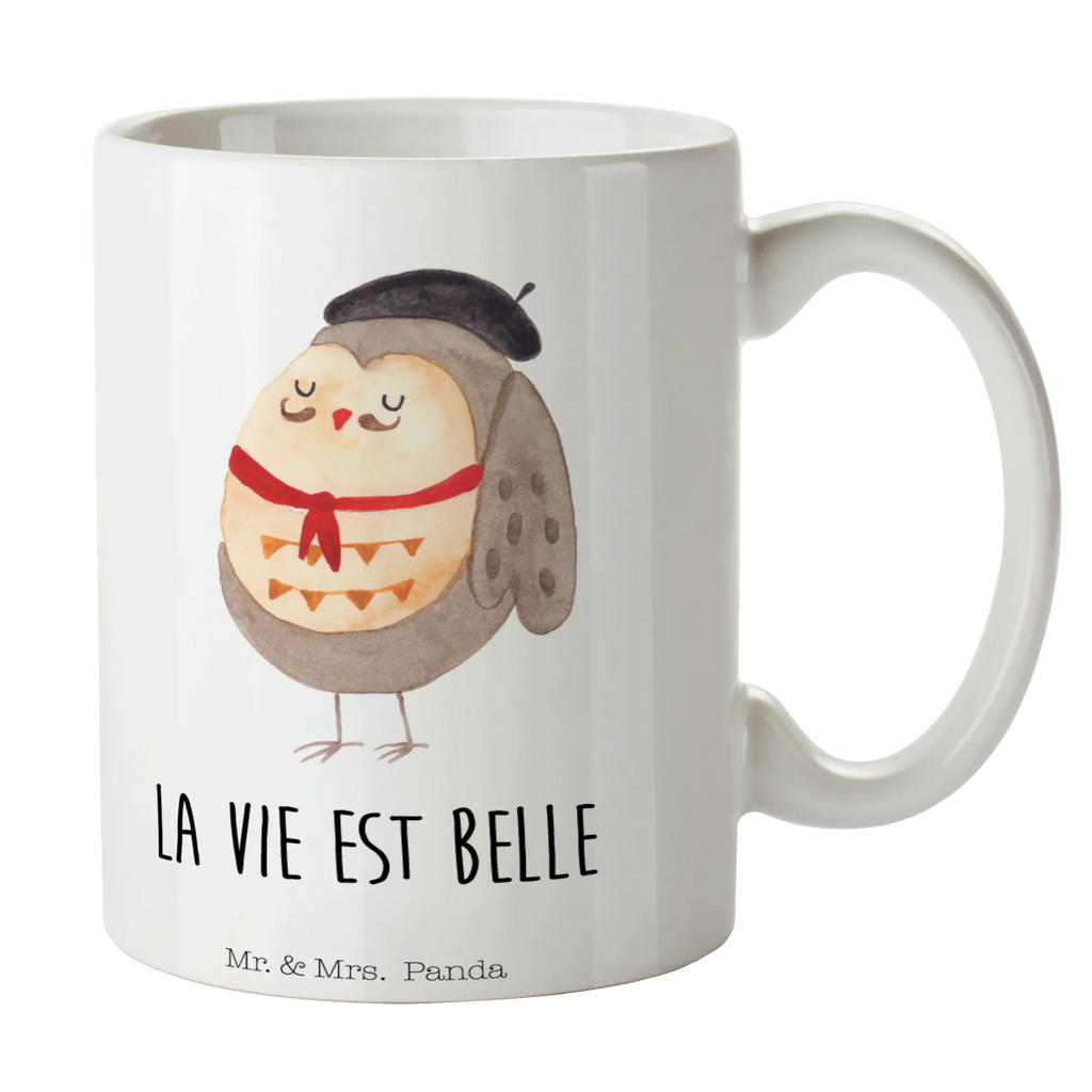 Tasse Eule Frankreich Geschenktasse, Porzellantasse, Tasse mit Motiven, Keramiktasse, Kaffeetasse, Teetasse, Bürotasse, Tasse mit Zitaten, Tasse, Eule, Spruch schön, Owl, La vie est belle, Frankreich, hibou, Eulen, Eule Deko, das Leben ist schön, Spruch Französisch