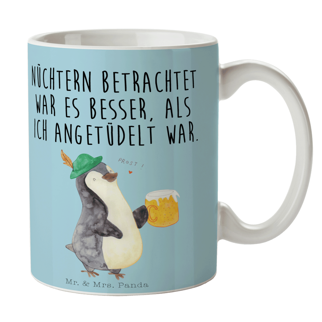 Handgemachte Jumbo-Tasse mit Pinguin-Motiv und Wunschname - Unikum Geschenke