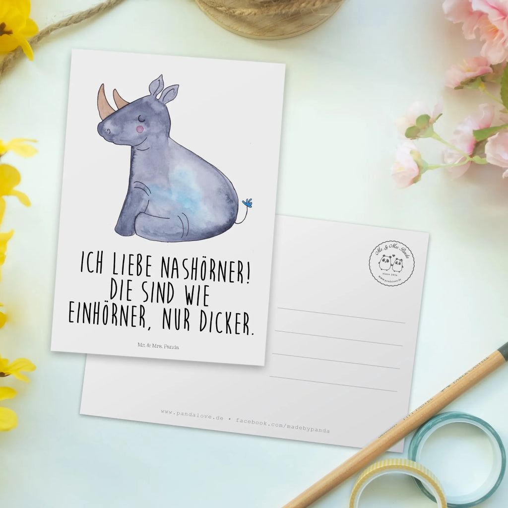 Postcard unicorn rhino Postcard, card, gift card, invitation card, postcards, paper, invitation, gift, letter, unicorn, unicorns, Unicorn, glitter, funny, rhino, witty, funny saying, rhinoceros, unicorn saying, unicornpower, unicorn love, zoo, rainbow