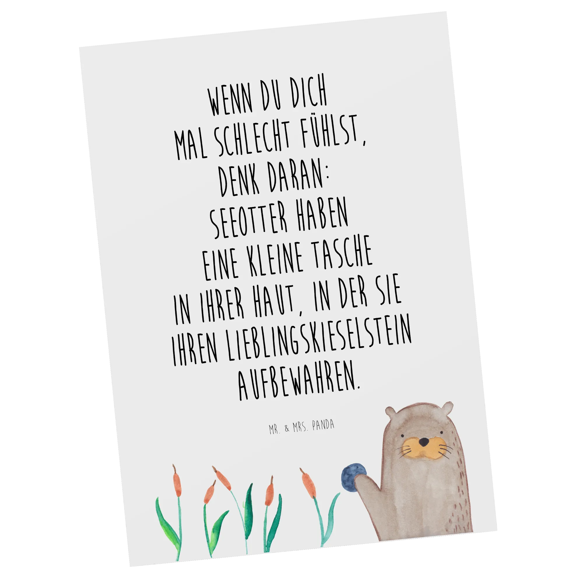 Postkarte Otter Stein, Pflanzen, Fun Facts, Seeotter, Grußkarte