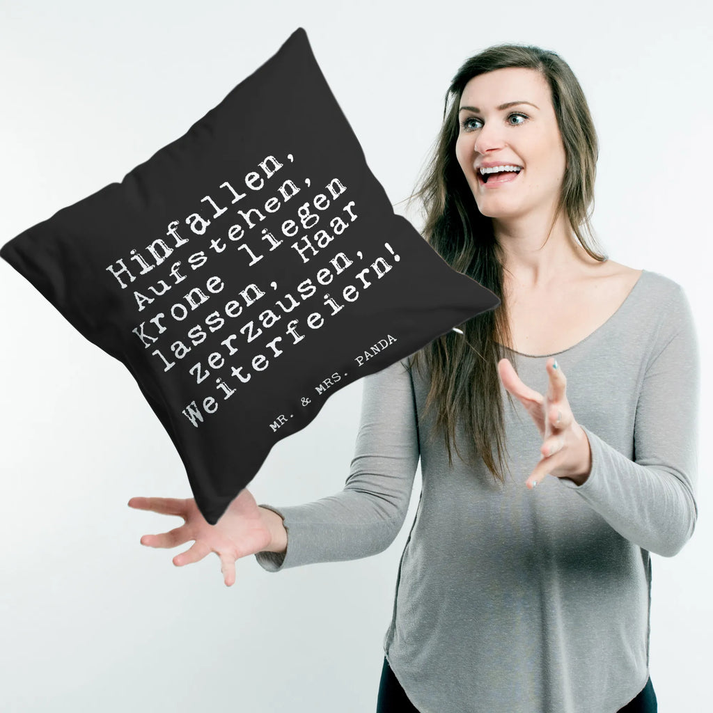 Cushion Hinfallen, Aufstehen, Krone liegen... fluffy, sofa, bed, Pillow, pillows, bedroom, soft, 40x40, 40 x 40, cushion, pillow case, settee, pad, couch, saying, sayings, funny, wisdom, quotes, Glizzer Spell Proverbs Wisdom Quotes Funny Wisdom Words