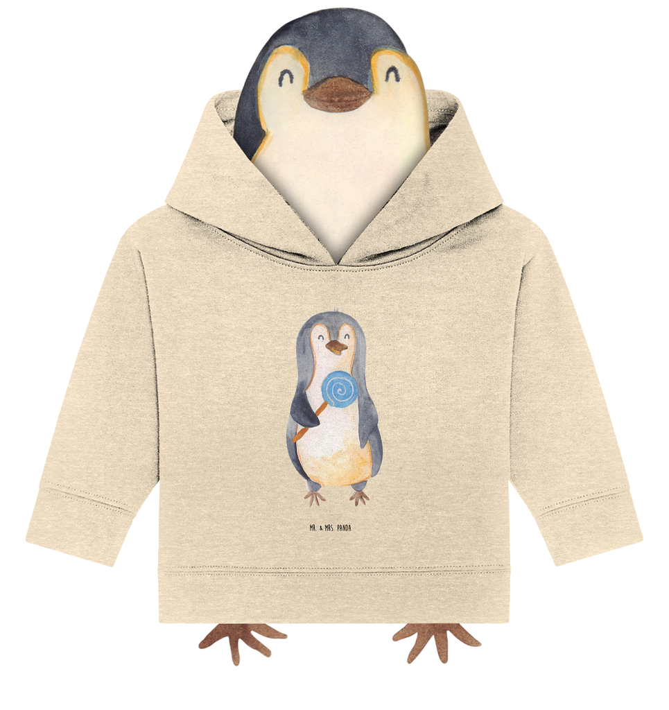 Organic Baby Hoodie Pinguin Lolli Baby Kapuzenshirt, Baby Kapuzensweatshirt, Baby Hoodie, Baby Pullover, Pinguin, Pinguine, Lolli, Süßigkeiten, Blödsinn, Spruch, Rebell, Gauner, Ganove, Rabauke