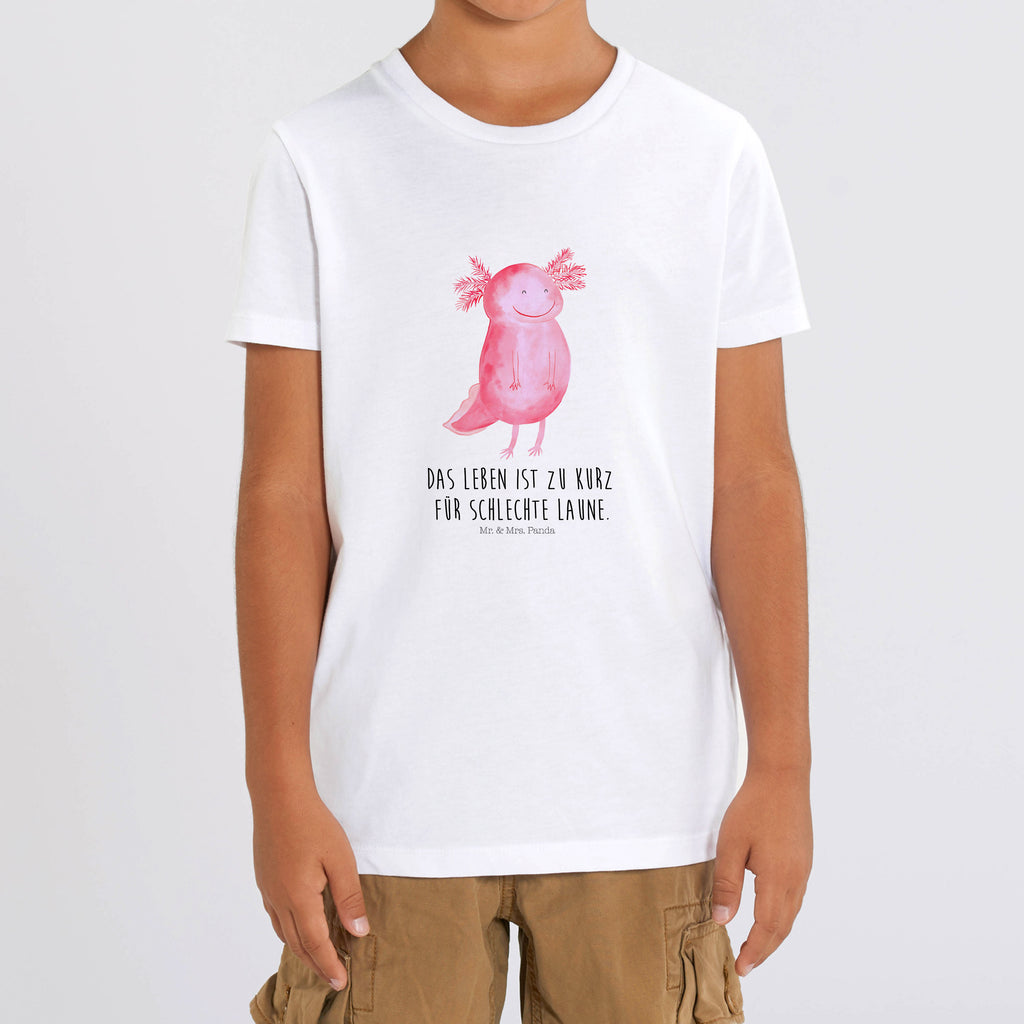 Organic Kinder T-Shirt Axolotl glücklich Kinder T-Shirt, Kinder T-Shirt Mädchen, Kinder T-Shirt Jungen, Axolotl, Molch, Axolot, Schwanzlurch, Lurch, Lurche, Motivation, gute Laune
