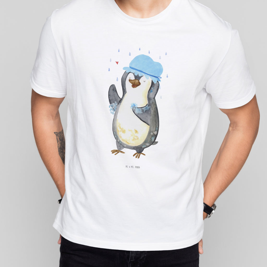 T-Shirt Standard Pinguin duscht T-Shirt, Shirt, Tshirt, Lustiges T-Shirt, T-Shirt mit Spruch, Party, Junggesellenabschied, Jubiläum, Geburstag, Herrn, Damen, Männer, Frauen, Schlafshirt, Nachthemd, Sprüche, Pinguin, Pinguine, Dusche, duschen, Lebensmotto, Motivation, Neustart, Neuanfang, glücklich sein