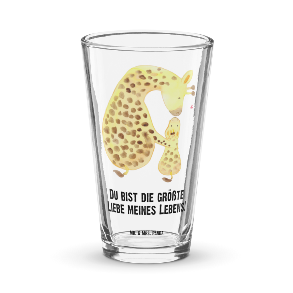 Premium Trinkglas Giraffe mit Kind Trinkglas, Glas, Pint Glas, Bierglas, Cocktail Glas, Wasserglas, Afrika, Wildtiere, Giraffe, Kind, Mutter, Mama, Tochter, Sohn, Lieblingsmensch