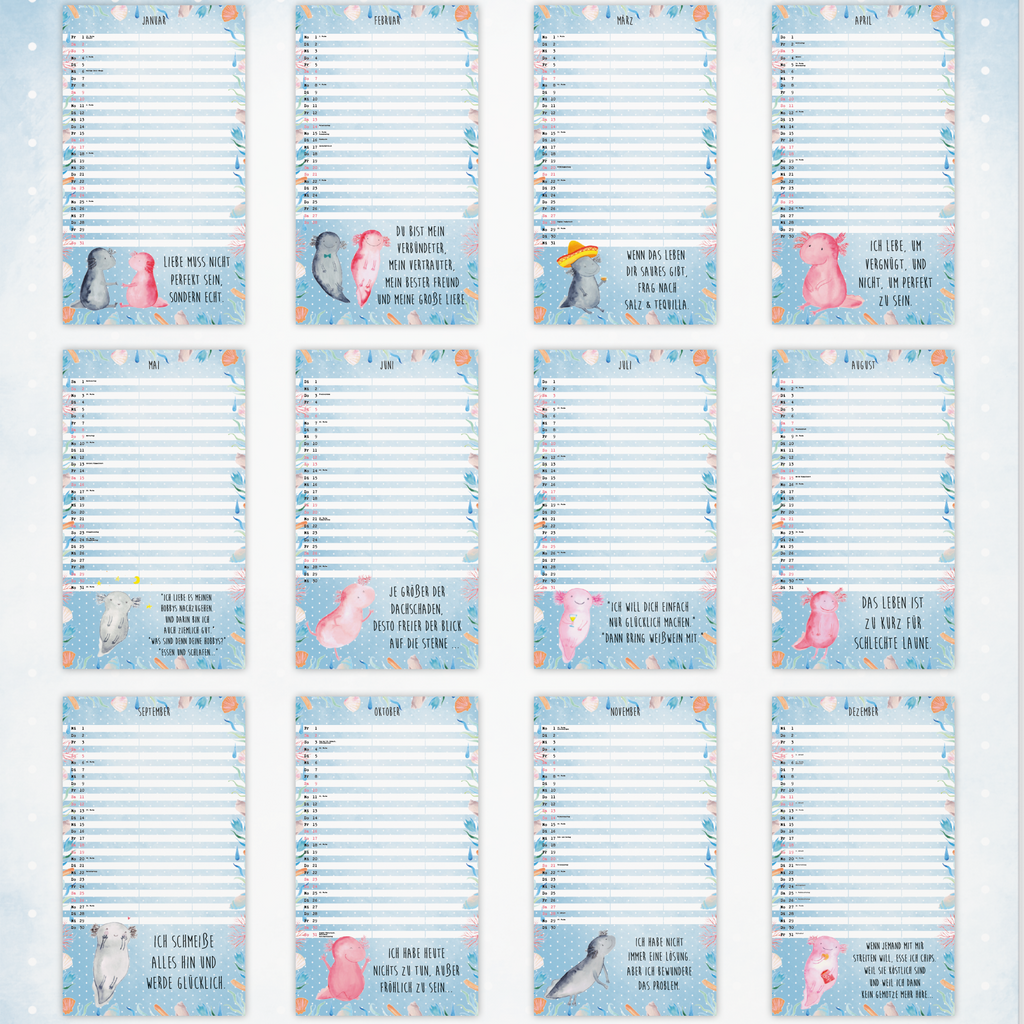 Partnerkalender 2024 Axolotl Collection Kalender, Kalender für Paare, Jahreskalender, gemeinsamer Kalender, Kalender für zwei, Wandkalender, Axolotl, Molch