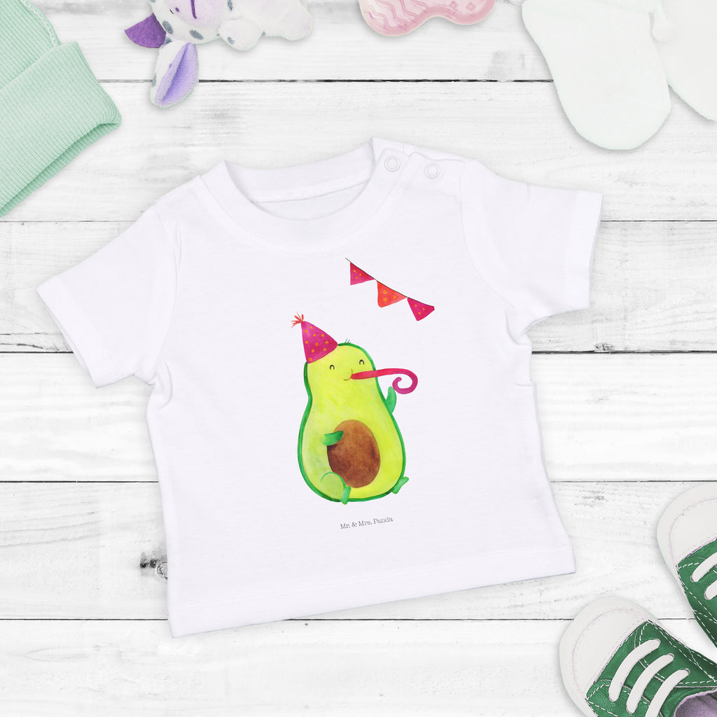 Organic Baby Shirt Avocado Partyhupe Baby T-Shirt, Jungen Baby T-Shirt, Mädchen Baby T-Shirt, Shirt, Avocado, Veggie, Vegan, Gesund, Party, Feierlichkeit, Feier, Fete, Geburtstag, Gute Laune, Tröte