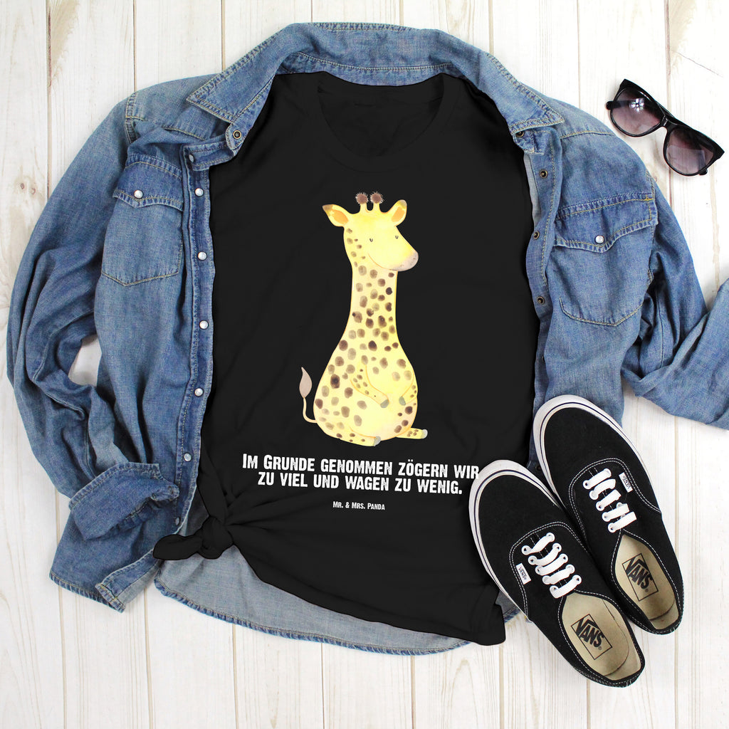 Personalisiertes T-Shirt Giraffe Zufrieden T-Shirt Personalisiert, T-Shirt mit Namen, T-Shirt mit Aufruck, Männer, Frauen, Wunschtext, Bedrucken, Afrika, Wildtiere, Giraffe, Zufrieden, Glück, Abenteuer
