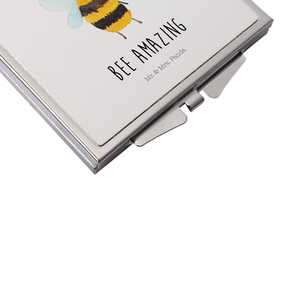 Handtaschenspiegel quadratisch Biene König Spiegel, Handtasche, Quadrat, silber, schminken, Schminkspiegel, Biene, Wespe, Hummel