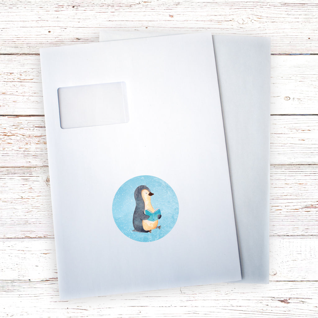 Rund Aufkleber Pinguin Buch Sticker, Aufkleber, Etikett, Pinguin, Pinguine, Buch, Lesen, Bücherwurm, Nichtstun, Faulenzen, Ferien, Urlaub, Freizeit