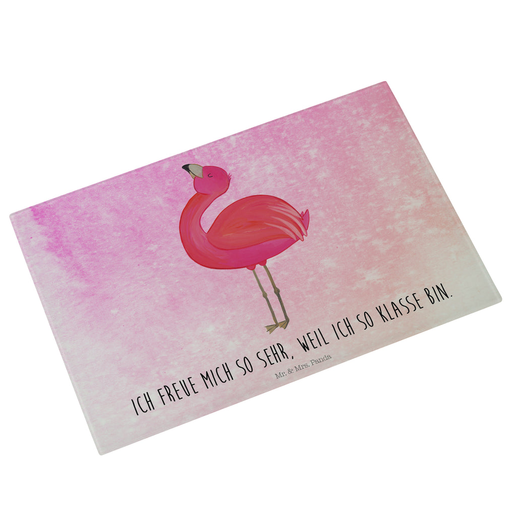 Glasschneidebrett Flamingo stolz Glasschneidebrett, Schneidebrett, Flamingo, stolz, Freude, Selbstliebe, Selbstakzeptanz, Freundin, beste Freundin, Tochter, Mama, Schwester