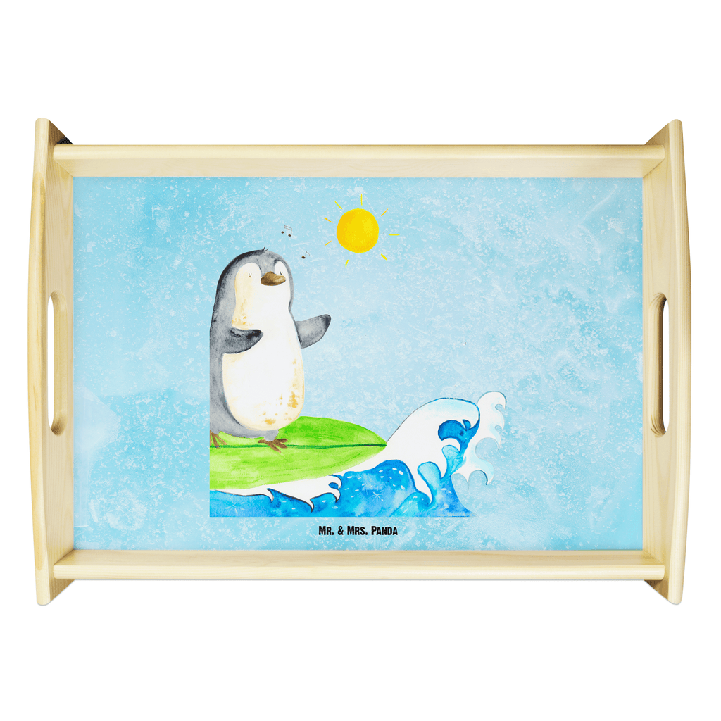 Serviertablett Pinguin Surfer Tablett, Holztablett, Küchentablett, Dekotablett, Frühstückstablett, Pinguin, Pinguine, surfen, Surfer, Hawaii, Urlaub, Wellen, Wellen reiten, Portugal