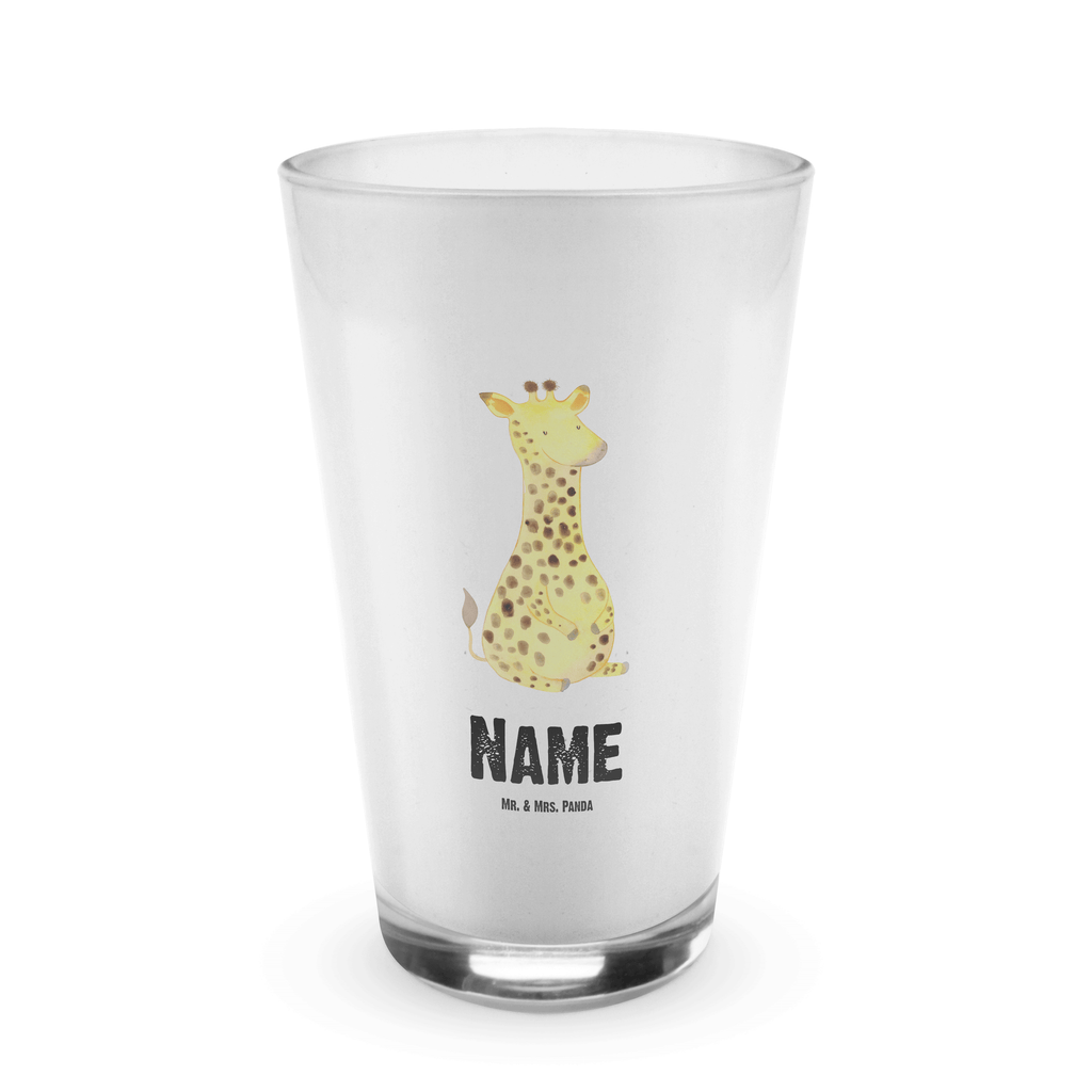 Personalisiertes Glas Giraffe Zufrieden Bedrucktes Glas, Glas mit Namen, Namensglas, Glas personalisiert, Name, Bedrucken, Afrika, Wildtiere, Giraffe, Zufrieden, Glück, Abenteuer