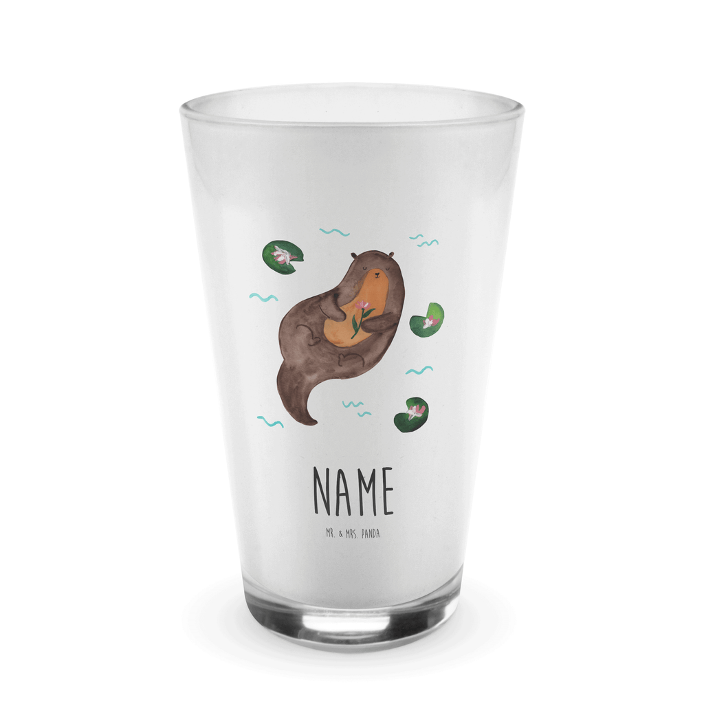 Personalisiertes Glas Otter mit Seerose Bedrucktes Glas, Glas mit Namen, Namensglas, Glas personalisiert, Name, Bedrucken, Otter, Fischotter, Seeotter, Otter Seeotter See Otter