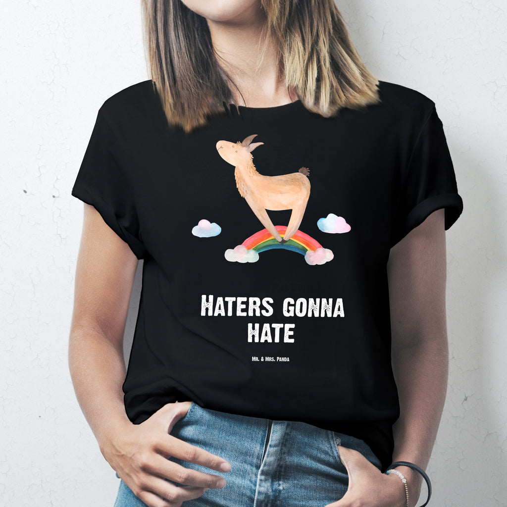 T-Shirt Standard Lama Regenbogen T-Shirt, Shirt, Tshirt, Lustiges T-Shirt, T-Shirt mit Spruch, Party, Junggesellenabschied, Jubiläum, Geburstag, Herrn, Damen, Männer, Frauen, Schlafshirt, Nachthemd, Sprüche, Lama, Alpaka, Lamas, Regenbogen, Haters gonna hate, Haters, Selbstständig, Außenseiter, Schule, Abi, Hobby, Wolkenland, Freiheit