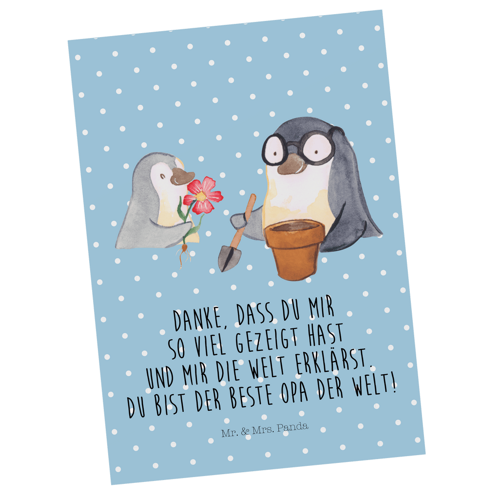 Postkarte Pinguin Opa Blumen pflanzen Postkarte, Karte, Geschenkkarte, Grußkarte, Einladung, Ansichtskarte, Geburtstagskarte, Einladungskarte, Dankeskarte, Familie, Vatertag, Muttertag, Bruder, Schwester, Mama, Papa, Oma, Opa, Großvater, Opi, bester Opa, Lieblingsopa