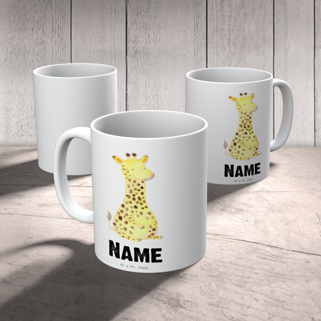 Personalisierte Tasse Giraffe Zufrieden Personalisierte Tasse, Namenstasse, Wunschname, Personalisiert, Tasse, Namen, Drucken, Tasse mit Namen, Afrika, Wildtiere, Giraffe, Zufrieden, Glück, Abenteuer