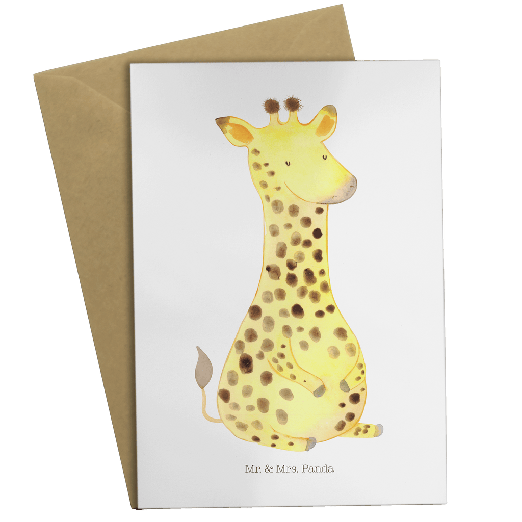 Grußkarte Giraffe Zufrieden Klappkarte, Einladungskarte, Glückwunschkarte, Hochzeitskarte, Geburtstagskarte, Karte, Afrika, Wildtiere, Giraffe, Zufrieden, Glück, Abenteuer