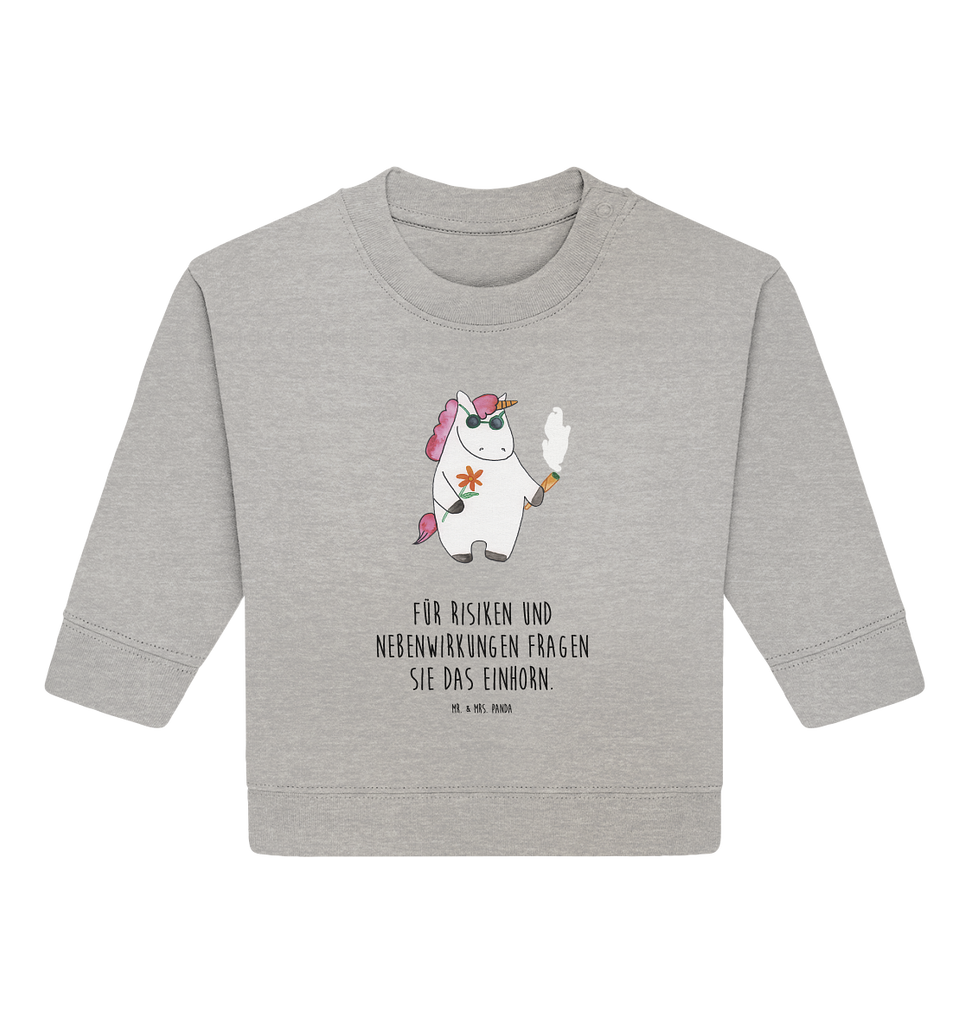 Organic Baby Pullover Einhorn Woodstock Wunderschöner Baby Pullover /Sweatshirt von Mr. & Mrs. Panda <br /><br />Material: <br />- 85 % Baumwolle (Bio-Qualität, ringgesponnen, gekämmt)<br />- 15 % Polyester (recycelt)</li><li>Grammatur: 280 g/m²<br />- Schnitt: normale Passform</li><li>Eingesetzte Ärmel<br />- Knopfleiste mit 1 gleichfarbigen Druckknopf und 1 verdeckten Druckknopf an Schulter für einfacheres Anziehen, Einhorn, Einhörner, Einhorn Deko, Pegasus, Unicorn, Kiffen, Joint, Zigarette, Alkohol, Party, Spaß. lustig, witzig, Woodstock