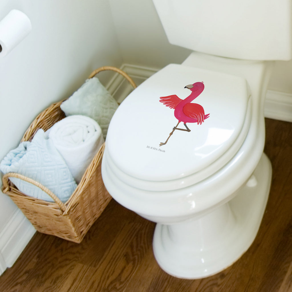 Motiv WC Sitz Flamingo Yoga Klobrille, Klodeckel, Toilettendeckel, WC-Sitz, Toilette, Flamingo, Vogel, Yoga, Namaste, Achtsamkeit, Yoga-Übung, Entspannung, Ärger, Aufregen, Tiefenentspannung