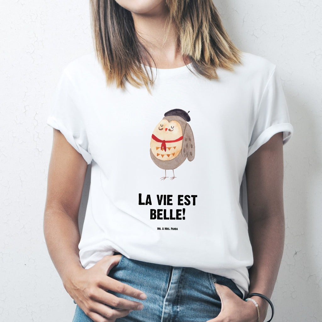 T-Shirt Standard Eule Französisch T-Shirt, Shirt, Tshirt, Lustiges T-Shirt, T-Shirt mit Spruch, Party, Junggesellenabschied, Jubiläum, Geburstag, Herrn, Damen, Männer, Frauen, Schlafshirt, Nachthemd, Sprüche, Eule, Eulen, Eule Deko, Owl, hibou, La vie est belle, das Leben ist schön, Spruch schön, Spruch Französisch, Frankreich