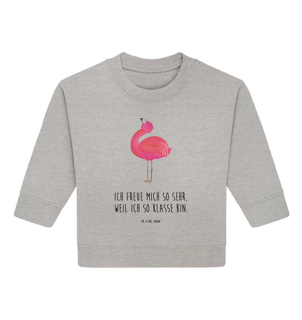 Organic Baby Pullover Flamingo stolz Wunderschöner Baby Pullover /Sweatshirt von Mr. & Mrs. Panda <br /><br />Material: <br />- 85 % Baumwolle (Bio-Qualität, ringgesponnen, gekämmt)<br />- 15 % Polyester (recycelt)</li><li>Grammatur: 280 g/m²<br />- Schnitt: normale Passform</li><li>Eingesetzte Ärmel<br />- Knopfleiste mit 1 gleichfarbigen Druckknopf und 1 verdeckten Druckknopf an Schulter für einfacheres Anziehen, Flamingo, stolz, Freude, Selbstliebe, Selbstakzeptanz, Freundin, beste Freundin, Tochter, Mama, Schwester