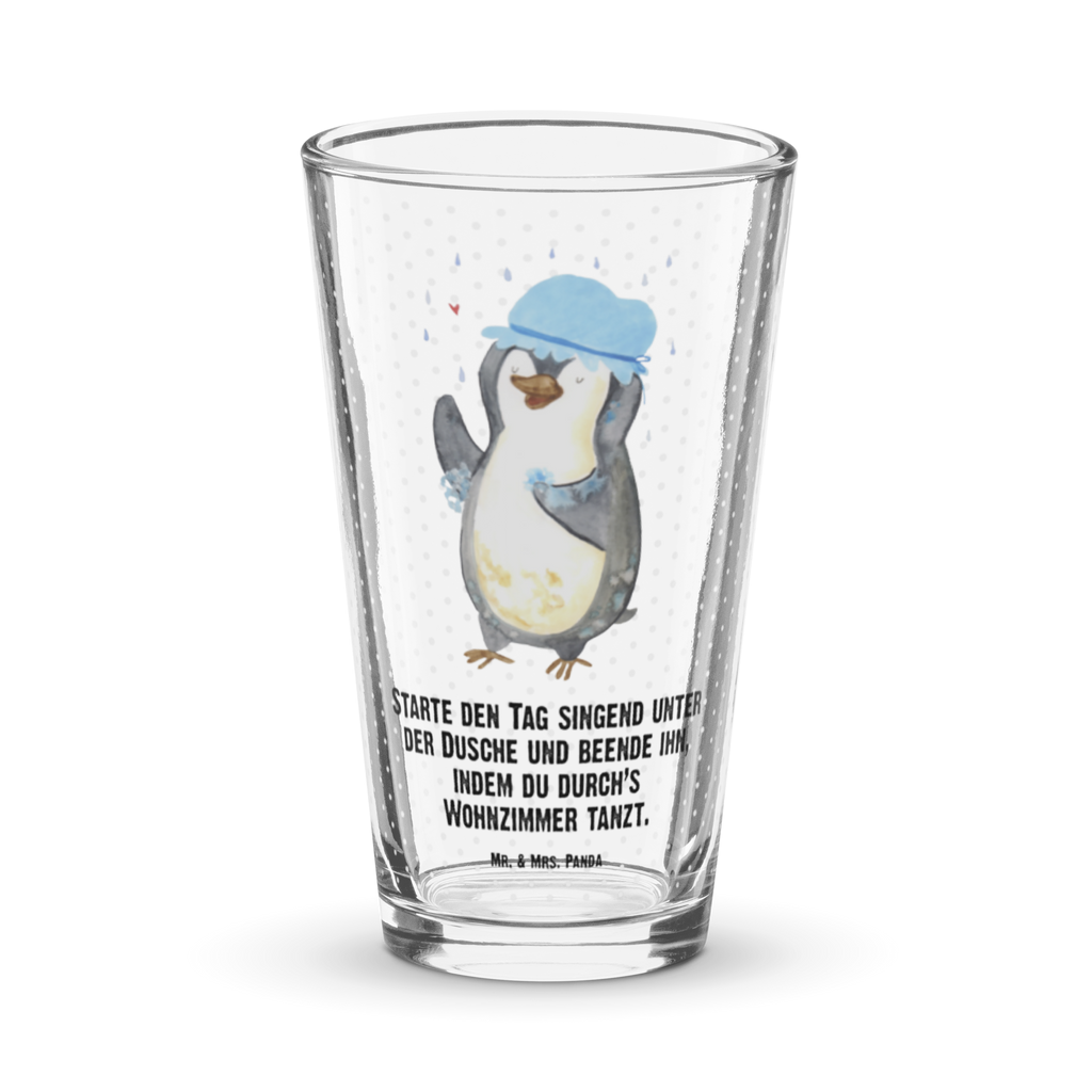 Premium Trinkglas Pinguin duscht Trinkglas, Glas, Pint Glas, Bierglas, Cocktail Glas, Wasserglas, Pinguin, Pinguine, Dusche, duschen, Lebensmotto, Motivation, Neustart, Neuanfang, glücklich sein