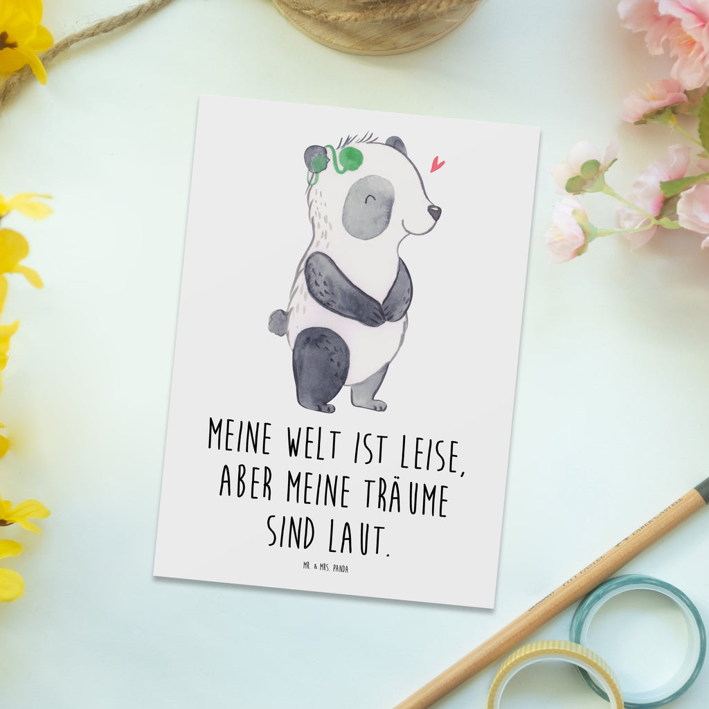 Postkarte Panda Gehörlos Postkarte, Karte, Geschenkkarte, Grußkarte, Einladung, Ansichtskarte, Geburtstagskarte, Einladungskarte, Dankeskarte, Panda, gehörlos, Cochlea Implantat, ertaubt