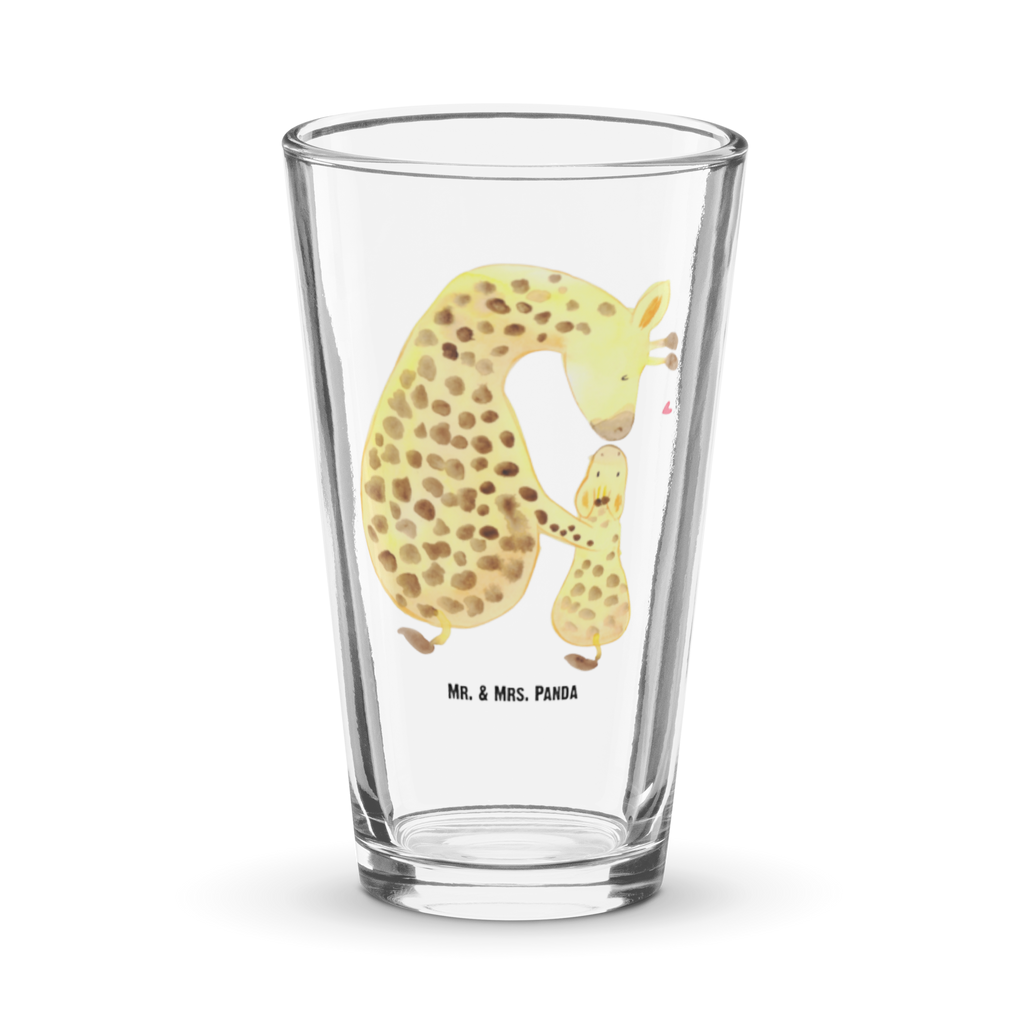 Premium Trinkglas Giraffe mit Kind Trinkglas, Glas, Pint Glas, Bierglas, Cocktail Glas, Wasserglas, Afrika, Wildtiere, Giraffe, Kind, Mutter, Mama, Tochter, Sohn, Lieblingsmensch
