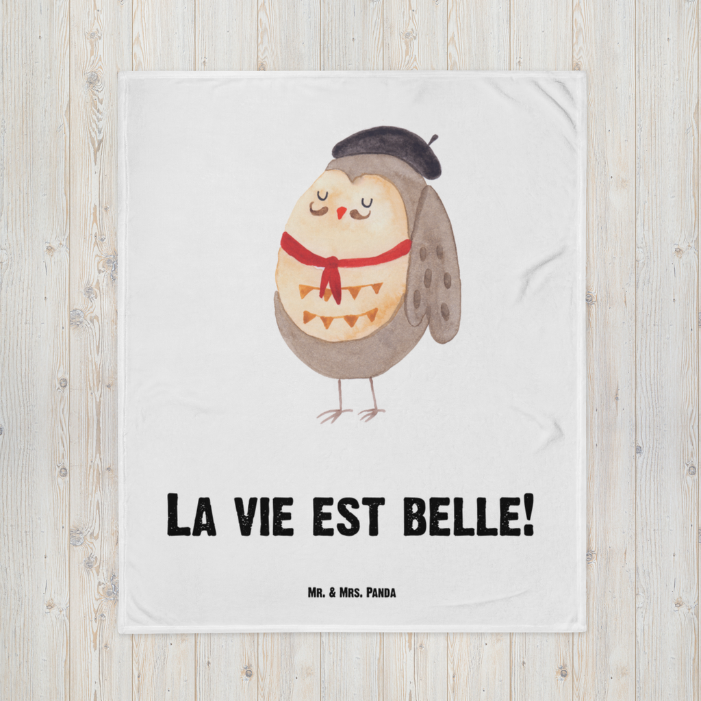 Kuscheldecke Eule Französisch Decke, Wohndecke, Tagesdecke, Wolldecke, Sofadecke, Eule, Eulen, Eule Deko, Owl, hibou, La vie est belle, das Leben ist schön, Spruch schön, Spruch Französisch, Frankreich
