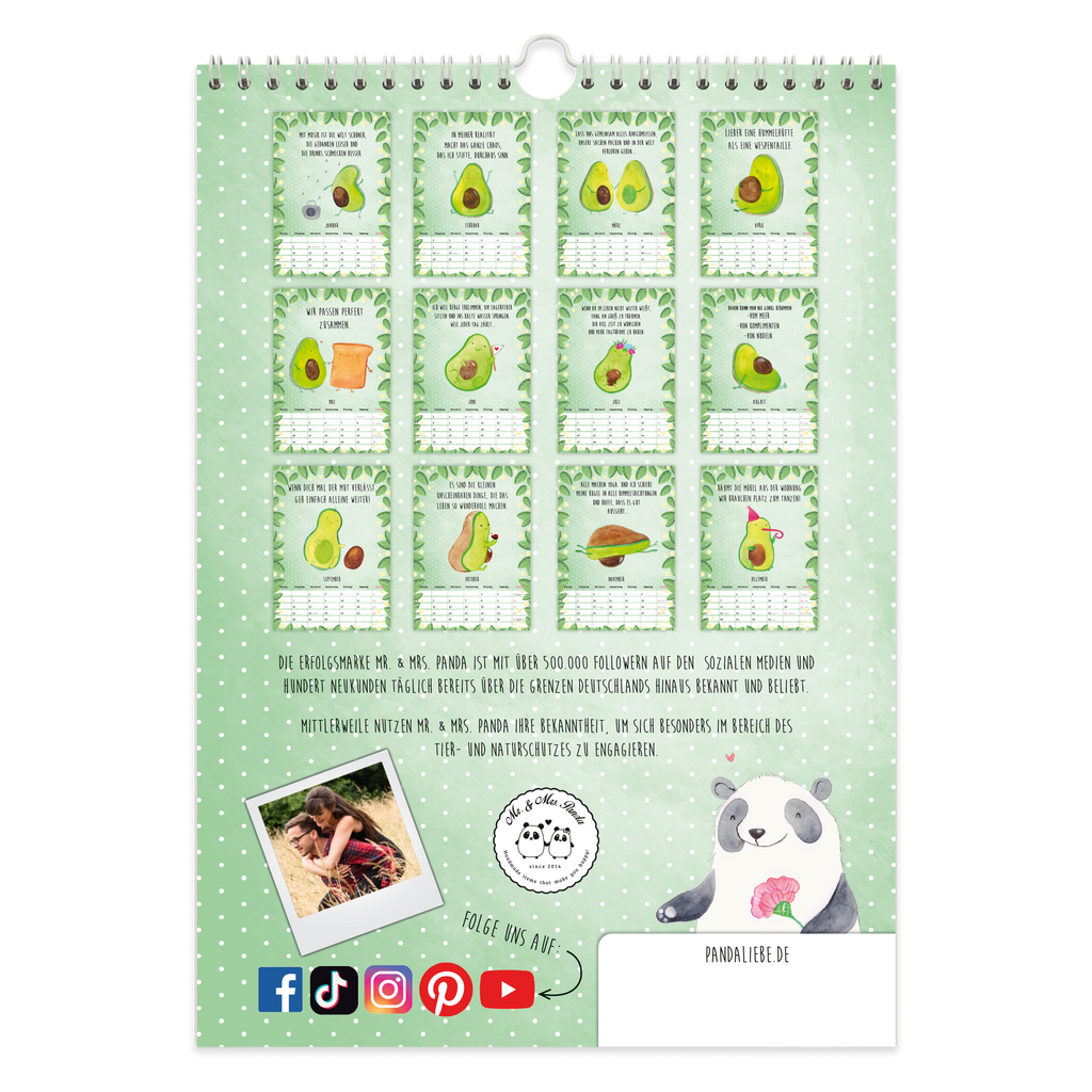 A4 Wandkalender 2024 Avocado Collection Kalender, Jahreskalender, Terminplaner, Kalender mit Feiertagen, Küchenkalender, Avocado, Veggie, Vegan, Gesund