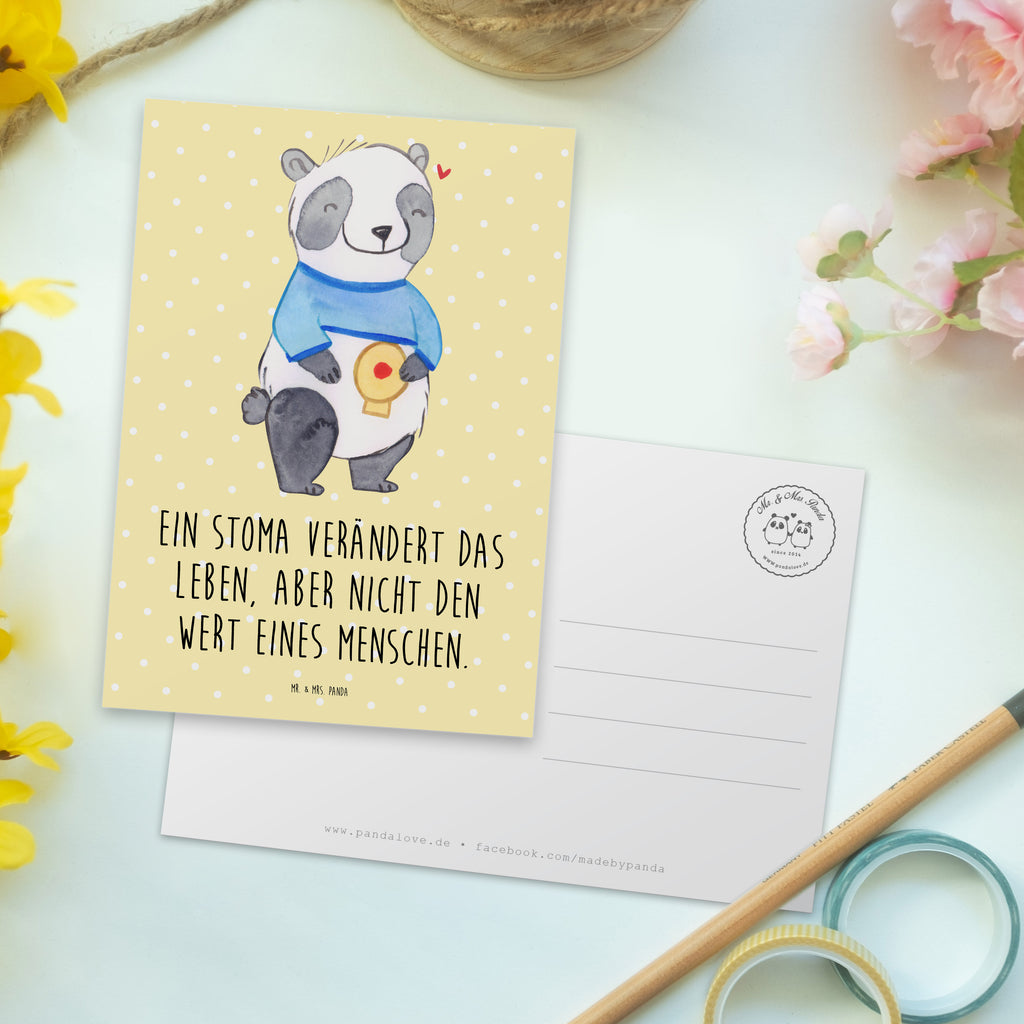Postkarte Panda künstlicher Darmausgang Postkarte, Karte, Geschenkkarte, Grußkarte, Einladung, Ansichtskarte, Geburtstagskarte, Einladungskarte, Dankeskarte, Panda, künstlicher Darmausgang, Stoma, Stomabeutel
