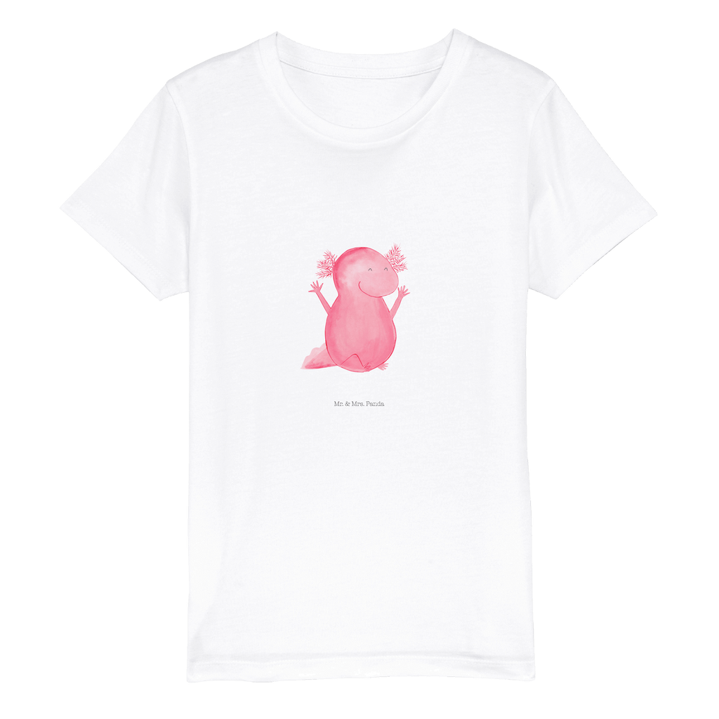 Organic Kinder T-Shirt Axolotl Hurra Kinder T-Shirt, Kinder T-Shirt Mädchen, Kinder T-Shirt Jungen, Axolotl, Molch, Axolot, Schwanzlurch, Lurch, Lurche, fröhlich, Spaß, Freude, Motivation, Zufriedenheit