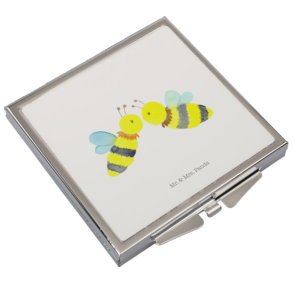 Handtaschenspiegel quadratisch Biene Liebe Spiegel, Handtasche, Quadrat, silber, schminken, Schminkspiegel, Biene, Wespe, Hummel