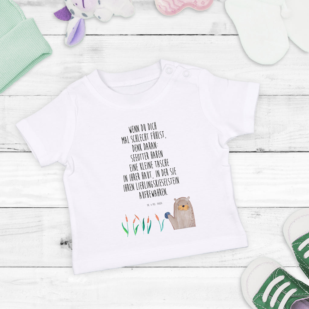 Organic Baby Shirt Otter mit Stein Baby T-Shirt, Jungen Baby T-Shirt, Mädchen Baby T-Shirt, Shirt, Otter, Fischotter, Seeotter, Otter Seeotter See Otter