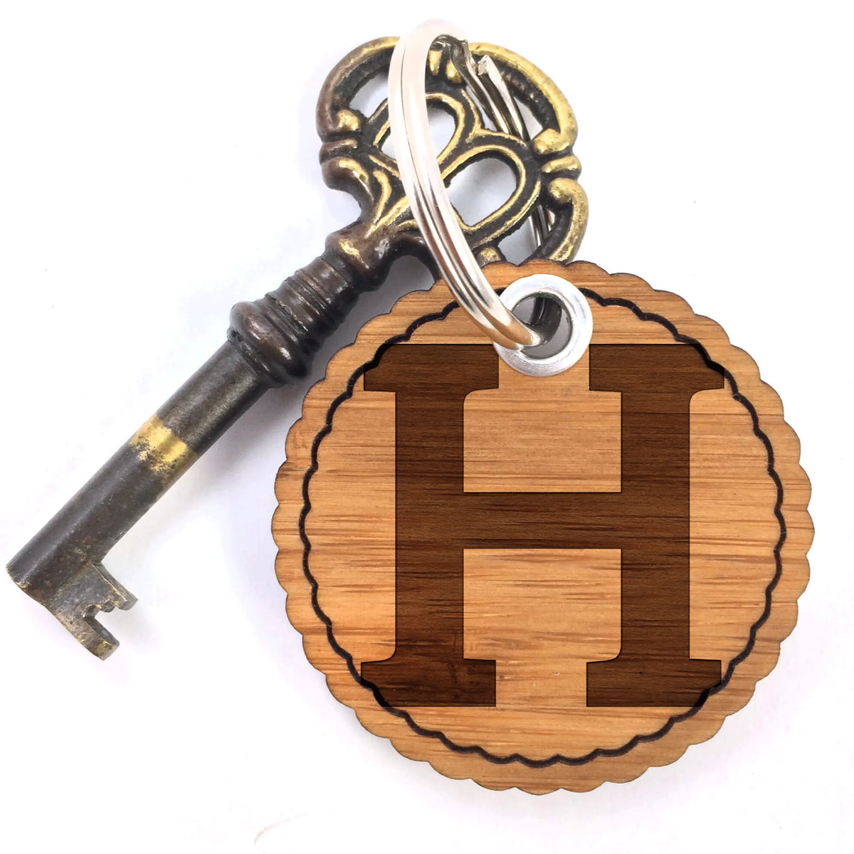Wavy key ring H lucky charm, keychain, bag pendant, pendant, key ring, hotel room, room, letters, hotel, Alphabet, numbers, characters