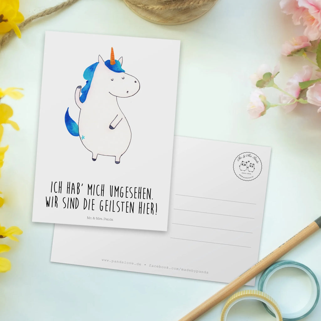 Postkarte Einhorn Mann Fotokarte, Motivkarte, einzelkarte, Postkarte, Kunstkarten, kunstkarte, Designkarte, spruchkarte, Grußkarte, Ansichtskarten, Postkarten, Ansichtskarte, bildkarte, Unicorn, Einhorn, Einhörner, Einhorn Deko, BFF, Familie, Freundin, Bester Freund, Cool, Beste, Hübsch, Party, Mann