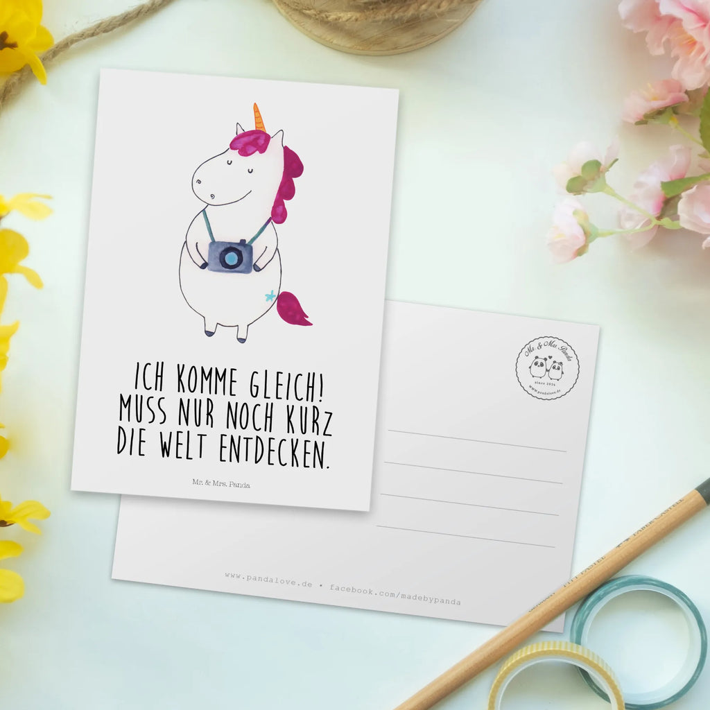 Postcard unicorn photographer Ansichtskarte, Postkarte, kunstkarte, spruchkarte, Ansichtskarten, Postkarten, Motivkarte, Grußkarte, Fotokarte, Kunstkarten, einzelkarte, Designkarte, bildkarte, Einhörner, Unicorn, Einhorn Deko, Einhorn, Städtereise, Kamera, Weltreise, Fotograf, Tourist, Fotografie, Reisen, Urlaub, Weltenbummler, Reise, Kurztrip