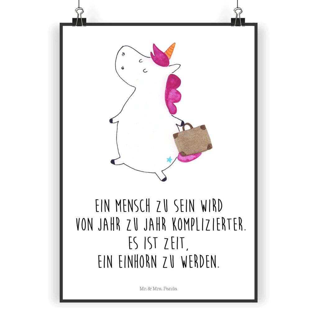 Poster unicorn Suitcase bild für wand, Wanddeko Bild, Poster, Deko Bild, Raumdekoration, Wanddeko, Handgemaltes Poster, Küchenposter, Wandposter, kinderzimmer poster, schlafzimmer poster, Wanddekoration, plakat, Posterdruck, großes poster, Wandbild, poster sprüche, Kunstdruck, Kinderposter, Bild, Designposter, Mr. & Mrs. Panda Poster, Einhorn Deko, Einhörner, Einhorn, Unicorn, albern, Koffer, lustig, Abenteuer, Spaß, witzig, Verreisen, Reise, Kind, Gepäck, unicorn, Erwachsen