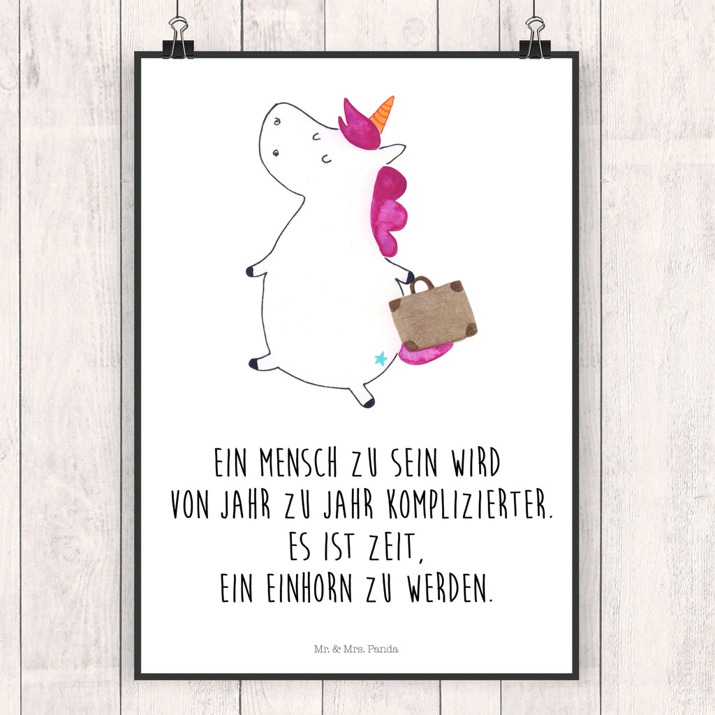 Poster unicorn Suitcase bild für wand, Wanddeko Bild, Poster, Deko Bild, Raumdekoration, Wanddeko, Handgemaltes Poster, Küchenposter, Wandposter, kinderzimmer poster, schlafzimmer poster, Wanddekoration, plakat, Posterdruck, großes poster, Wandbild, poster sprüche, Kunstdruck, Kinderposter, Bild, Designposter, Mr. & Mrs. Panda Poster, Einhorn Deko, Einhörner, Einhorn, Unicorn, albern, Koffer, lustig, Abenteuer, Spaß, witzig, Verreisen, Reise, Kind, Gepäck, unicorn, Erwachsen