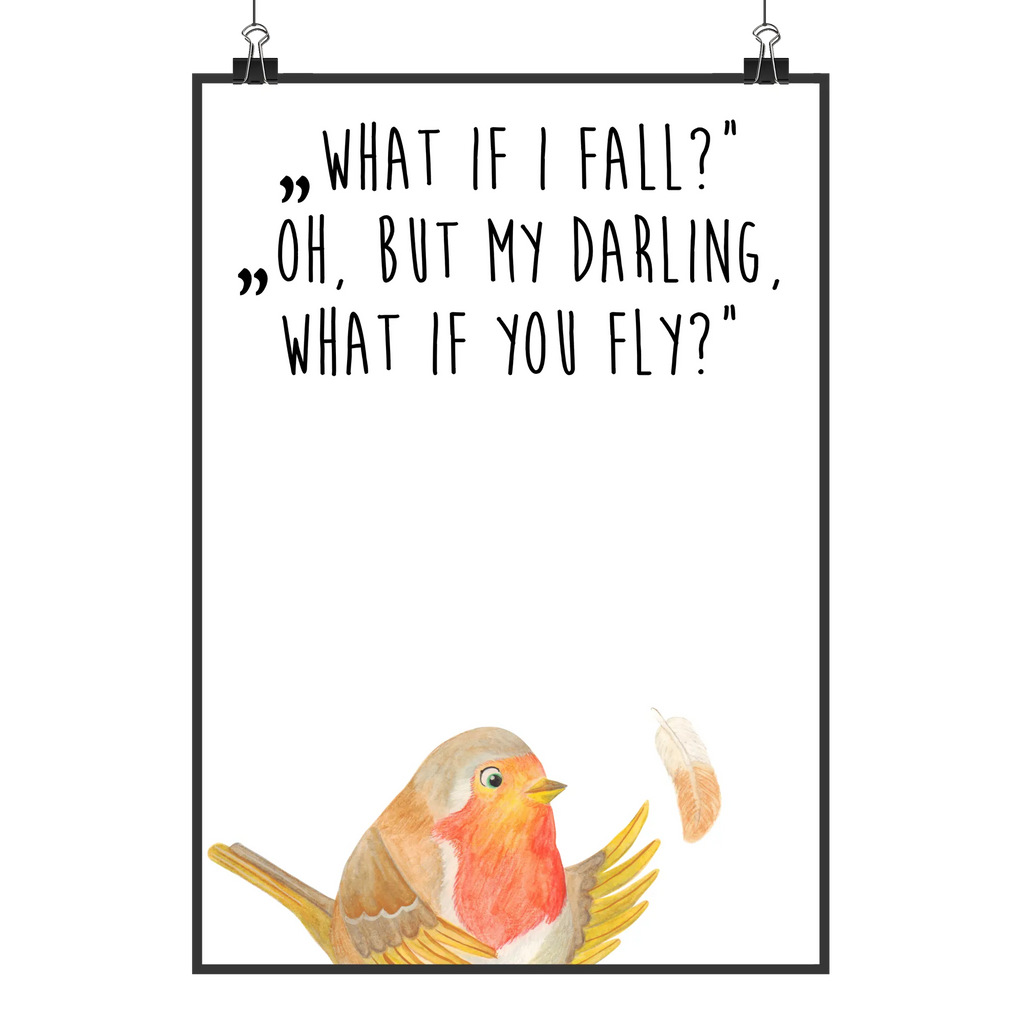 Poster robin feathers Designposter, Poster, Posterdruck, Schlafzimmer Poster, Küchenposter, Deko Bild, Kunstdruck, Bild, Kinderposter, Kinderzimmer Poster, Bild für Wand, Raumdekoration, Wanddekoration, Wanddeko Bild, Großes Poster, Plakat, Poster Sprüche, Mr. & Mrs. Panda Poster, Handgemaltes Poster, Wandposter, Wandbild, Gute Laune, Tiermotive, Tiere, Lustige Sprüche, Motivationsbilder, fliegen, Spruch Mut, Vogel, What If I Fall, Motivation Sprüche, Rotkehlchen, Spruch Motivation