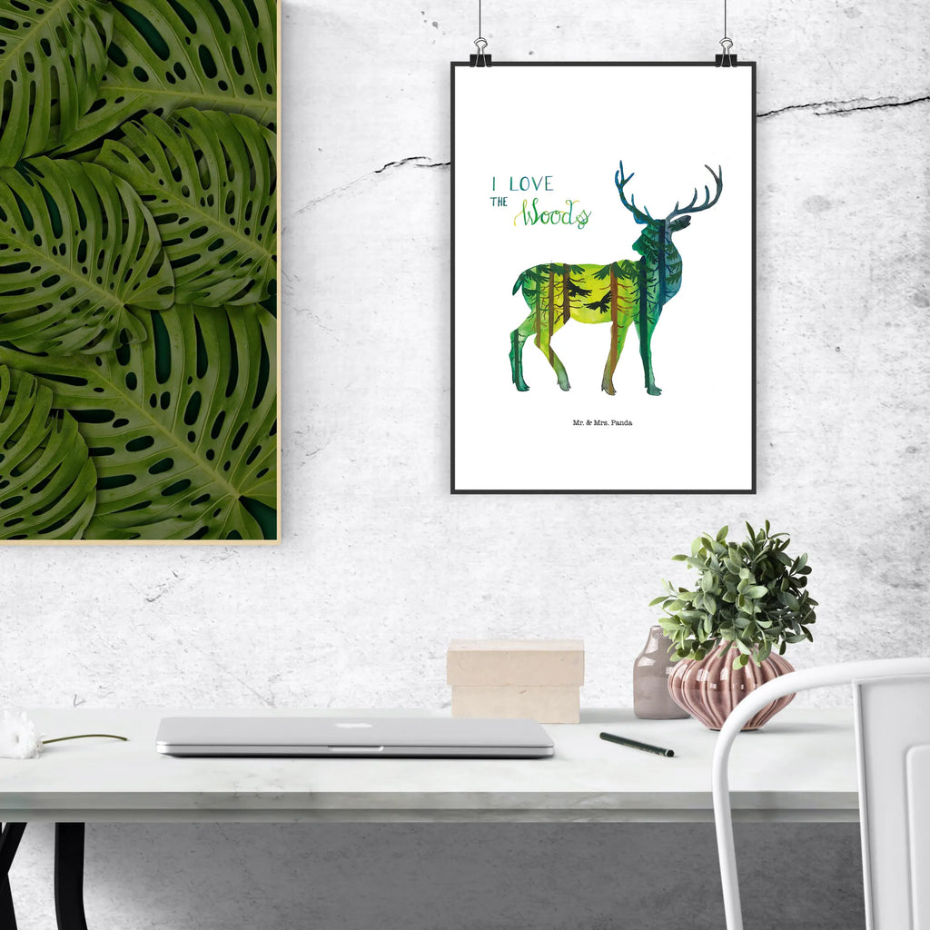 Poster Hirsch I love the woods Bild, Wanddeko Bild, drucke, wanddruck, grafikposter, Wandbild, Plakat, Kunstdruck, kunstposter, Wanddekoration, Poster, Deko Bild, kunst für die wand, wanddeko, Bild für Wand, Posterdruck, Wandschmuck, Mr. & Mrs. Panda Poster, wandkunst, Designposter, kunstdruck poster, Wandposter, Frühlings Deko, Sommer Deko, positive Botschaft, Naturliebhaber, Natur, Outdoor, Dekoration, Blumen Deko, Abenteuer, Woods, Wald, Hirsch